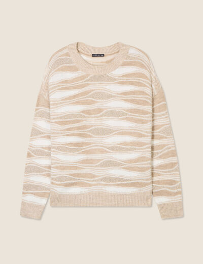 Pull manches longues beige femme