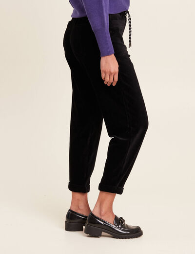 Pantalon paperbag velours noir femme