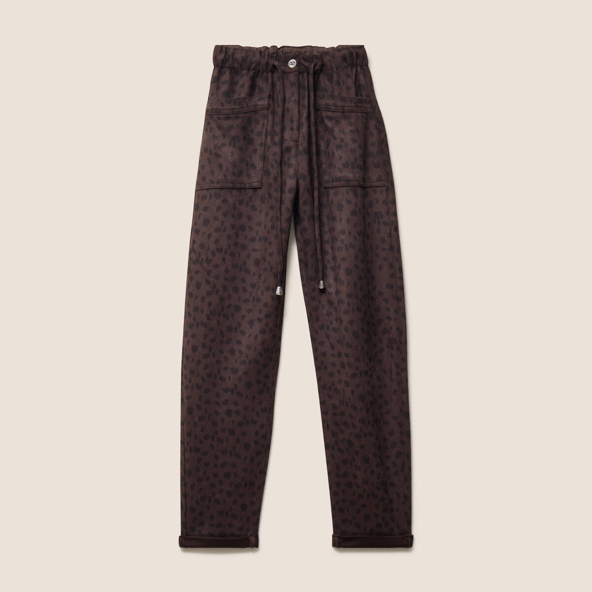 Pantalon coupe mom 7/8&egrave;me marron fonc&eacute; femme