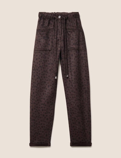 Pantalon coupe mom 7/8&egrave;me marron fonc&eacute; femme