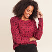 Pull col rond bordeaux femme