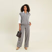 Pantalon loose taille bascul&eacute;e gris femme