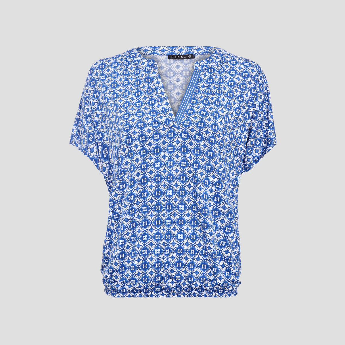 T-shirt &agrave; manches courtes bleu fonc&eacute; femme