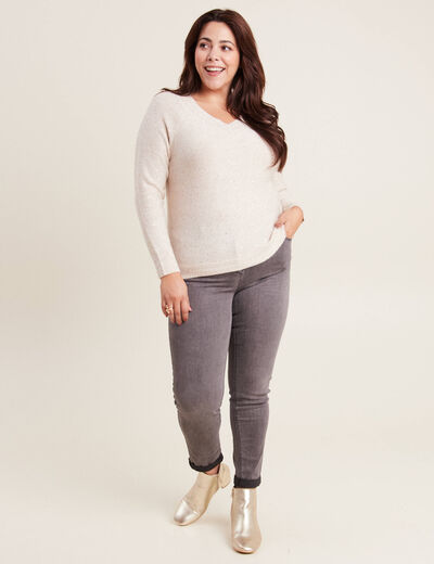 Pull manches longues couleur or femme