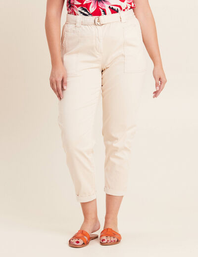 Pantalon large 7/8ème ivoire femme