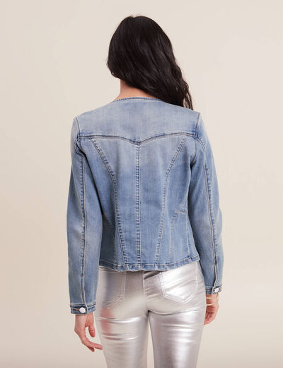 Veste boutonnée denim double stone femme