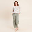 Pantalon large velours c&ocirc;tel&eacute; vert clair femme