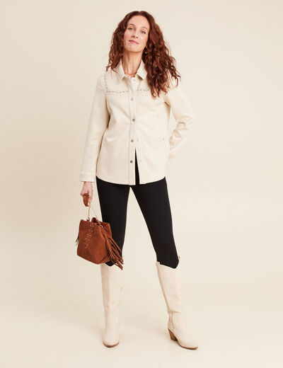 Veste suédine détails cloutés sable femme