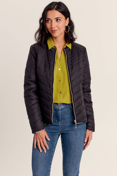 Doudoune droite réversible noir femme