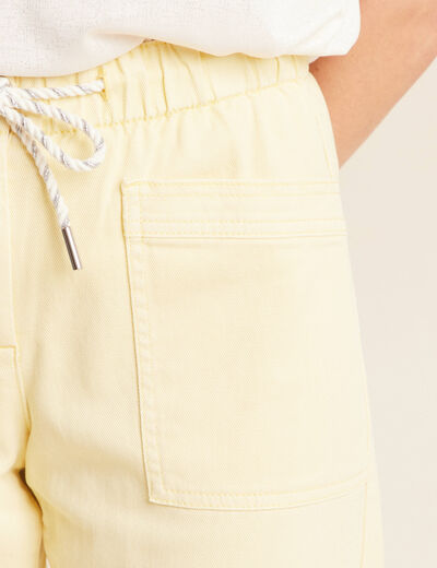 Jean large à coulisse jaune clair femme