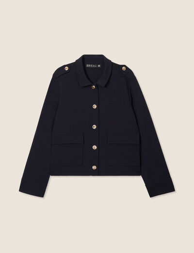 Veste boutonnée bleu foncé femme