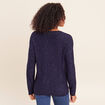 Pull col v manches longues &agrave; sequins bleu marine femme