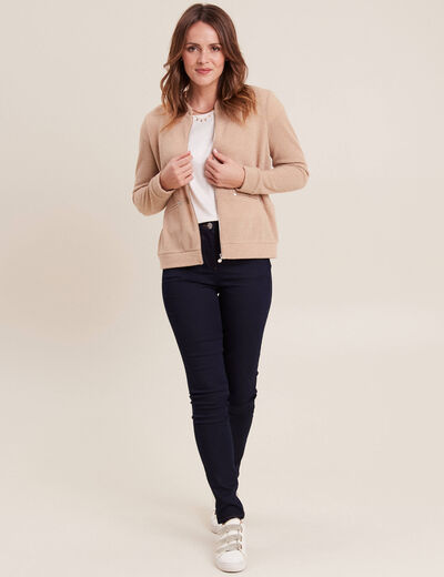 Jeans léger taille haute long denim brut femme