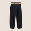 Pantalon large pliss&eacute; noir femme
