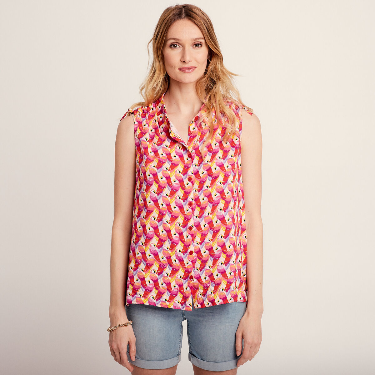 Chemise sans manches rose femme