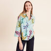Chemise droite courte manches 3/4 vert femme