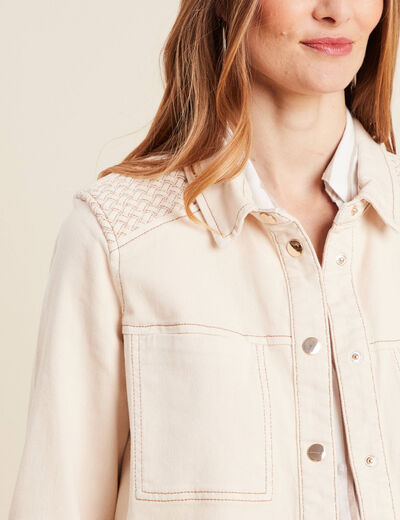 Surchemise boutonnée ivoire femme