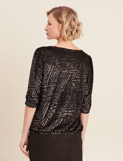 T-shirt manches 3/4 noir femme