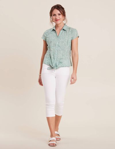 Chemise manches courtes nouée noir femme