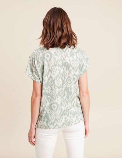 t-shirt droit court manches courtes vert femme