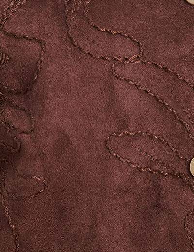 Veste sans manches doubl&eacute;e marron fonc&eacute; femme