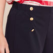 Pantalon coupe large &agrave; pont bleu fonc&eacute; femme