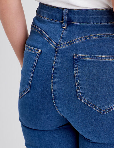 Jeans léger taille haute long denim double stone femme