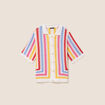 Polo manches courtes aspect macram&eacute; multicolore femme