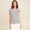 T-shirt manches courtes brodé bleu femme