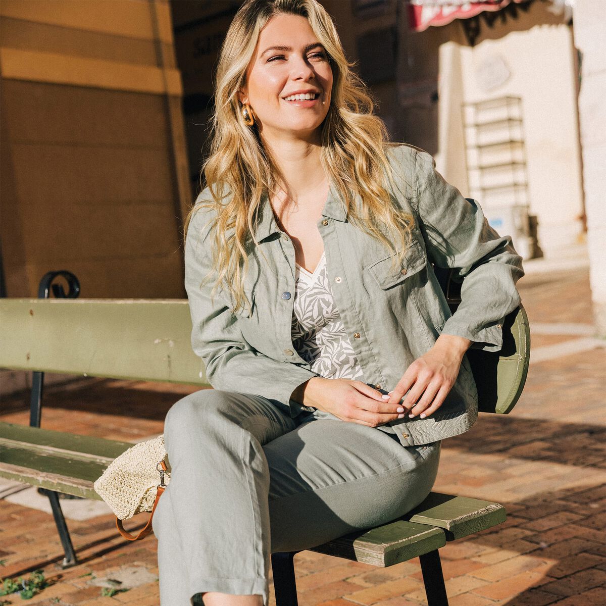 Blouson ajust&eacute; vert clair femme