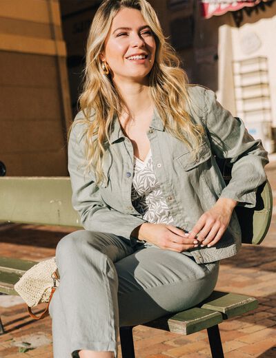 Blouson ajusté vert clair femme