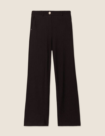 Pantalon tricot large noir femme