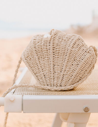 Sac bandouli&egrave;re doubl&eacute; ecru femme
