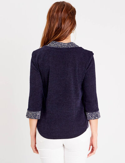 T-shirt manches 3/4 bleu femme