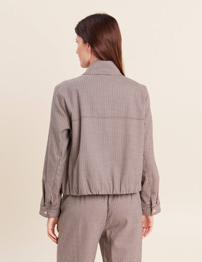 Veste col montant doubl&eacute;e marron femme