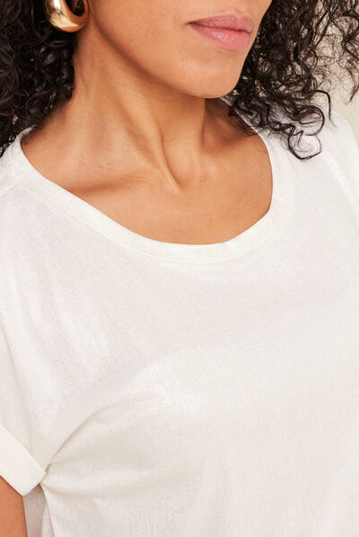 T-shirt manches courtes ecru femme