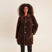 Manteau col montant marron femme