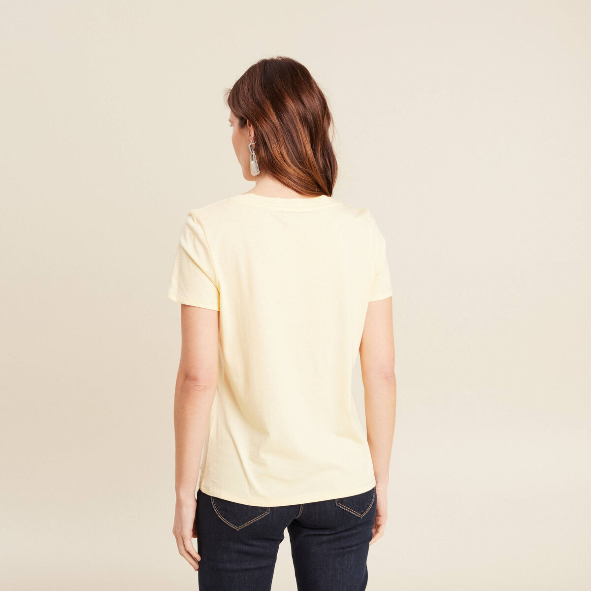 T-shirt manches courtes jaune clair femme