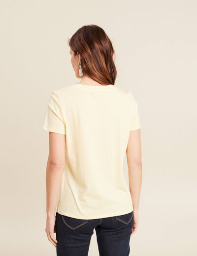 T-shirt manches courtes jaune clair femme