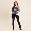Pull manches longues col rond bleu femme