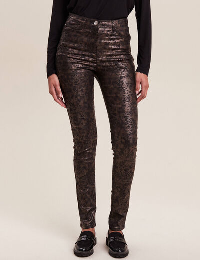 Pantalon ajusté couleur bronze femme