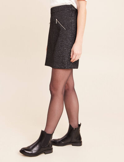 Jupe &agrave; paillettes noir femme