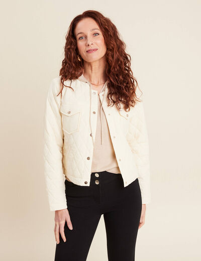Veste matelassée boutonnée ecru femme