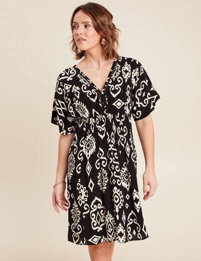 Robe évasée fluide noir femme