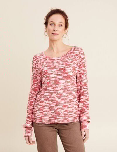 Pull manches longues rose fushia femme