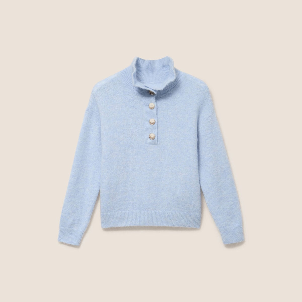 Pull col montant denim snow gris femme