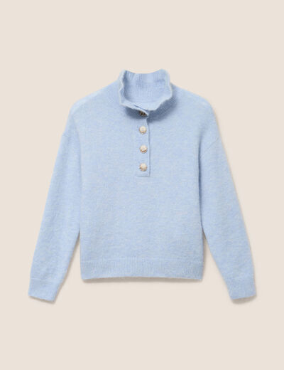 Pull col montant denim snow gris femme