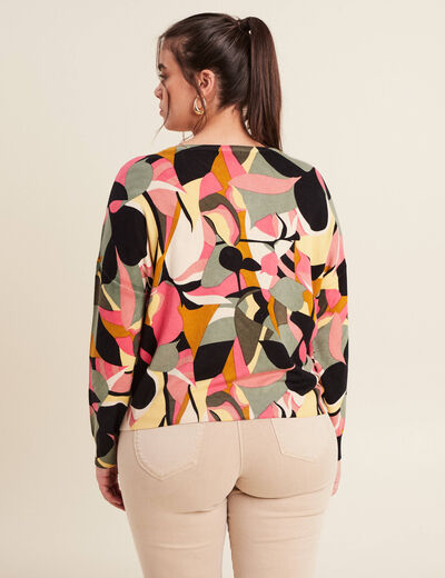 Pull manches longues multicolore femme