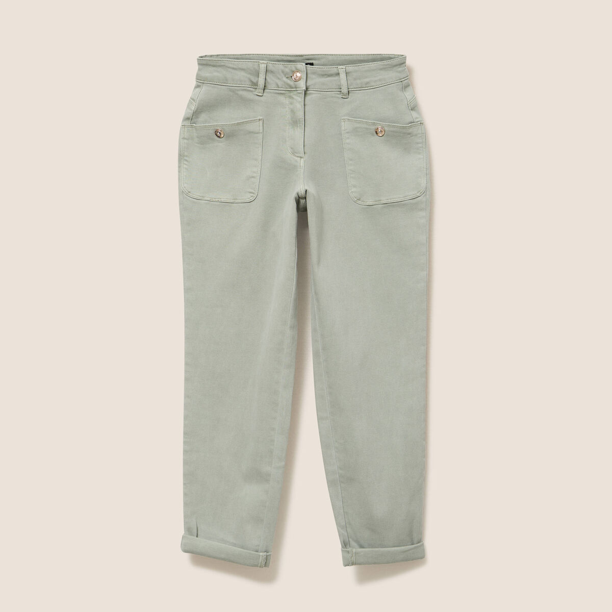 Jean coupe mom 7/8&egrave;me vert clair femme