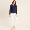 Gilet manches longues col rond bleu marine femme